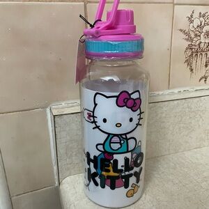 NEW Sanrio Hello Kitty Pink Bow Twist Spout Plastic 32 oz Water Bottle Stickers